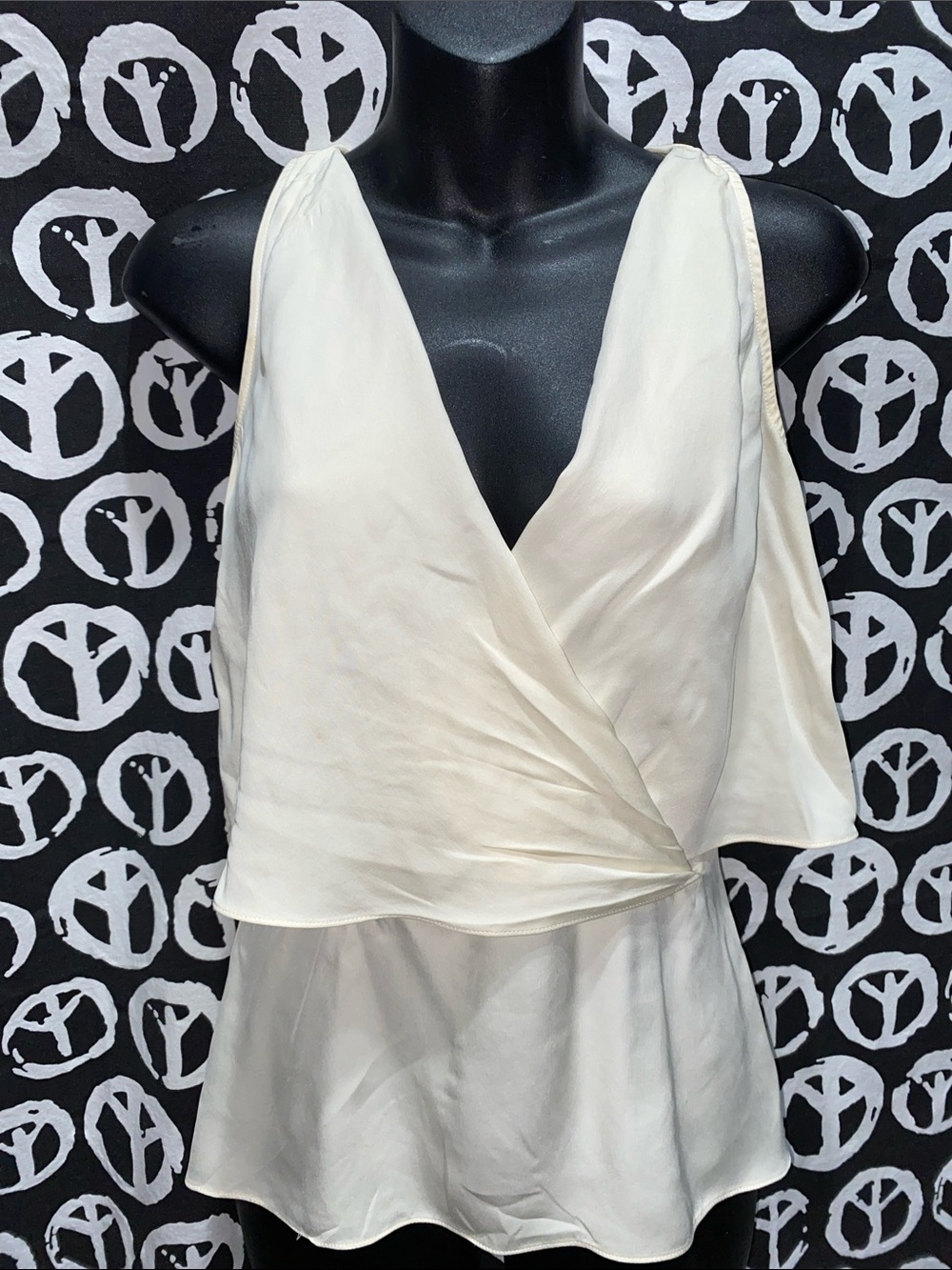 THEORY Silk Cream Wrap-Front/Rear Zip Dress Tank Top SZ PT/S